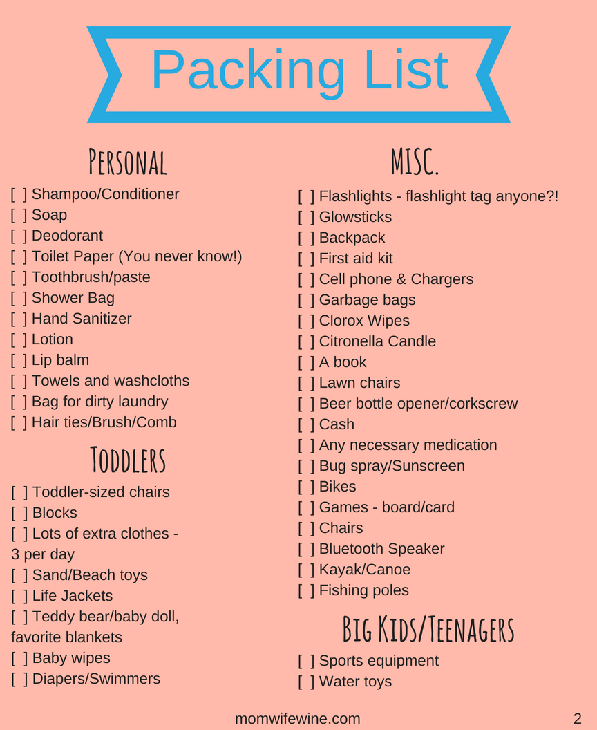 Family Camping Trip - What to Pack - Mom Wife Wine