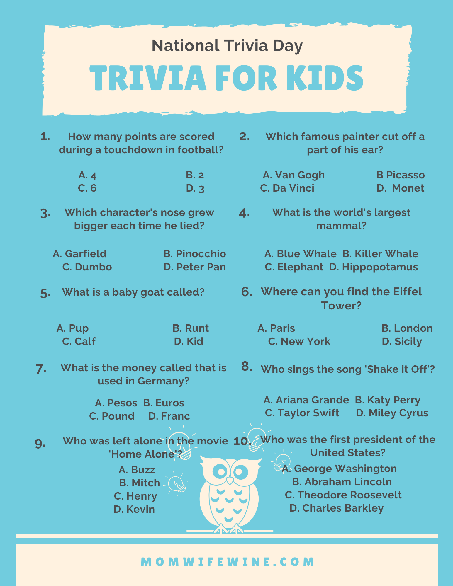 Fun Trivia For Kids And Adults - Free Printables - Mom Wife Wine